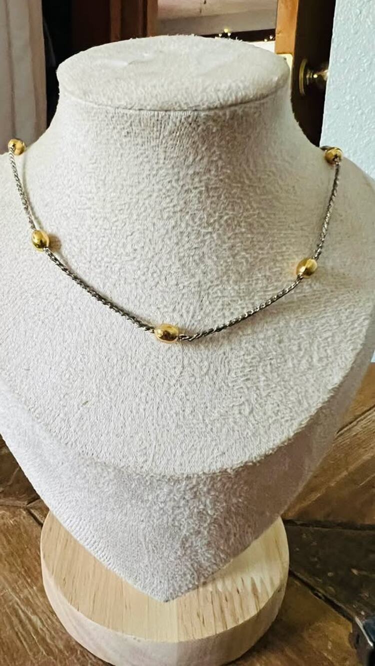 Two-Tone 16” Silver and Gold Bead Necklace